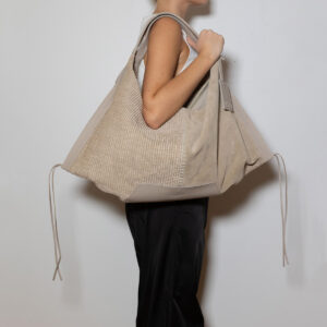 Victoria Suede-Raffia Bag - Image 1