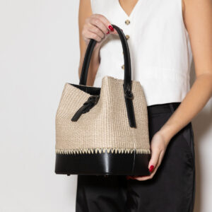 Charm Raffia Leather Bag - Image 3