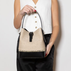 Charm Raffia Leather Bag - Image 1