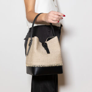 Charm Raffia Leather Bag - Image 2