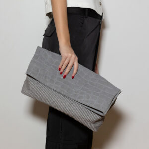 Market Raffia Croco Suede Bag - Image 3