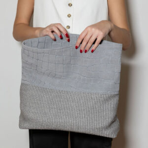 Market Raffia Croco Suede Bag - Image 2