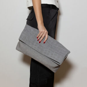 Market Raffia Croco Suede Bag - Image 1